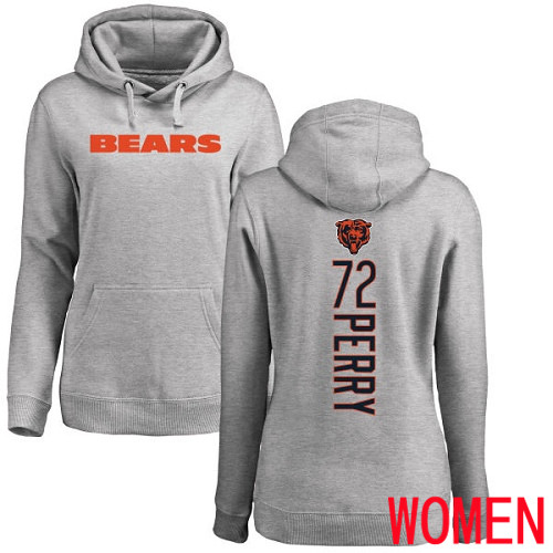 Chicago Bears Ash Women William Perry Backer NFL Football #72 Pullover Hoodie Sweatshirts